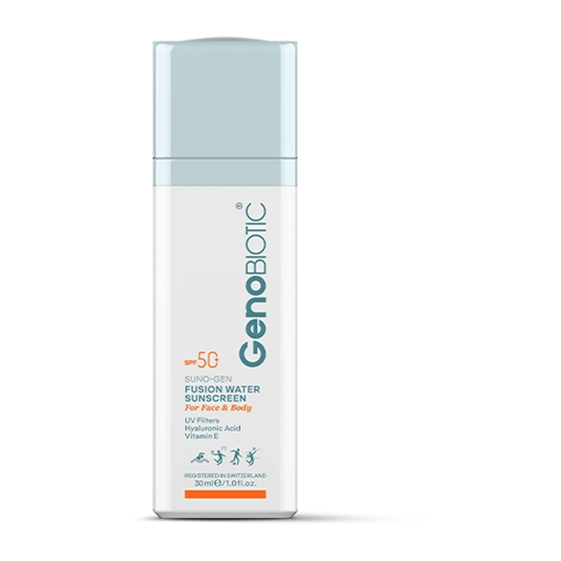 ضد آفتاب فیوژن واتر مناسب همه نوع پوست حجم  30 میلی لیتر Geno Biotic Fusion Water Sunscreen For All Skin Types 30ml