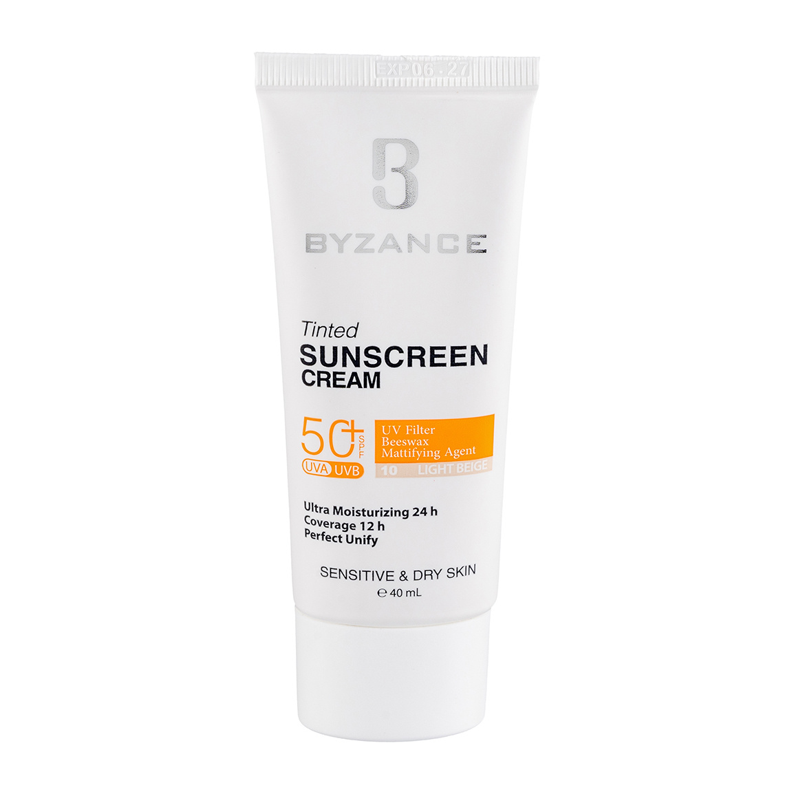 کرم ضد آفتاب رنگی با SPF50 مناسب پوست های حساس و خشک حجم 40 میلی لیتر Byzance Spf 50 Tinted Sunscreen 40 ml