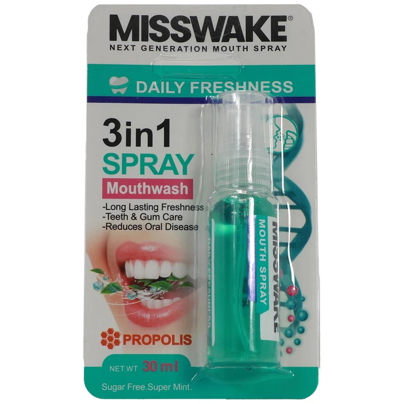 اسپری خوشبو کننده دهان با رایحه نعنا حجم 30 میلی لیتر Misswake Mouth Wash Spray 30 ml