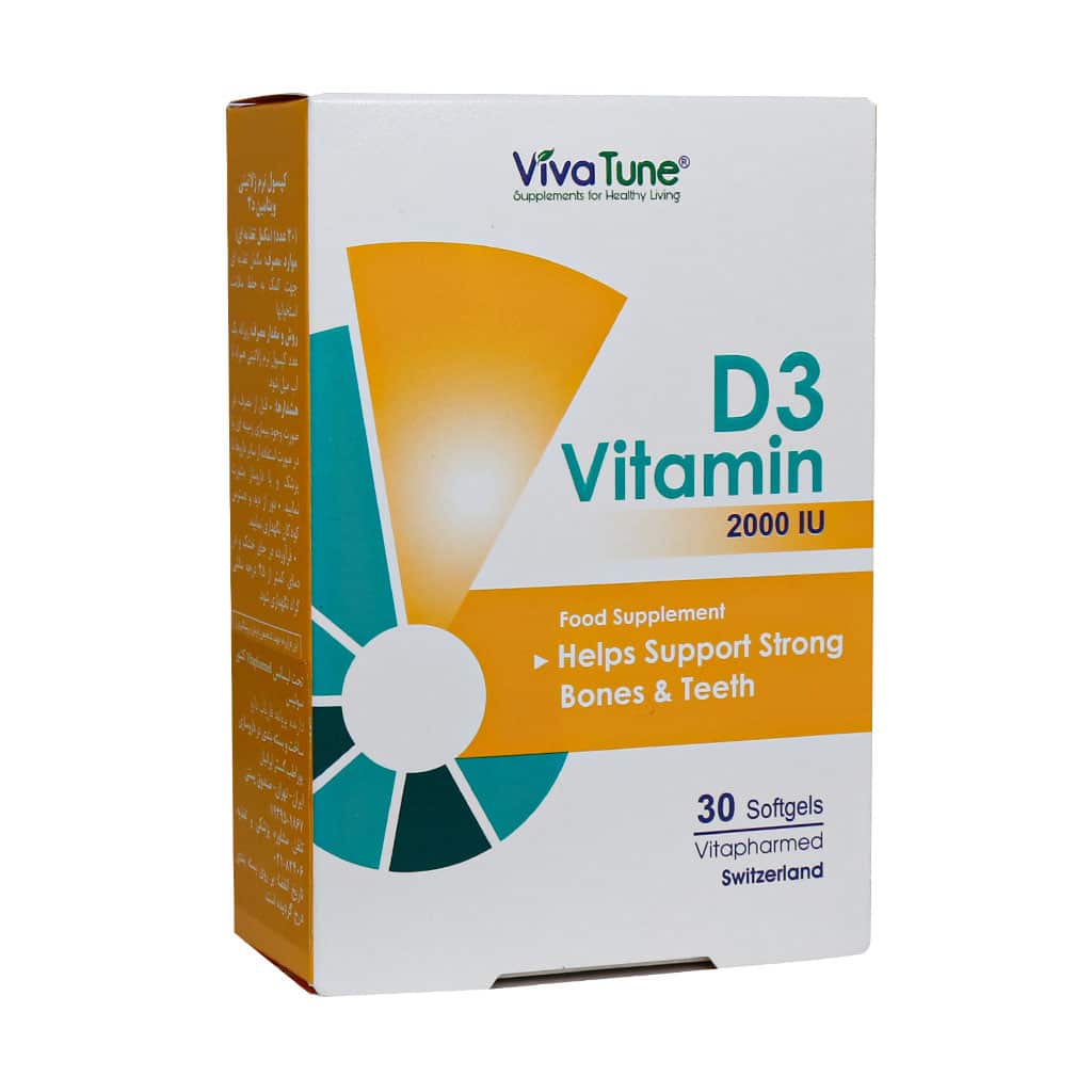 کپسول نرم ژلاتینی ویتامین D3 2000 واحد ویواتیون 30 عدد Vivatune Vitamin D3 2000 30 Softgels