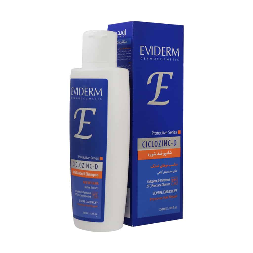 شامپو مدل سیکلوزینک دی حجم 250 میل Eviderm CyclozincD Shampoo For Dry Hair 250 ml
