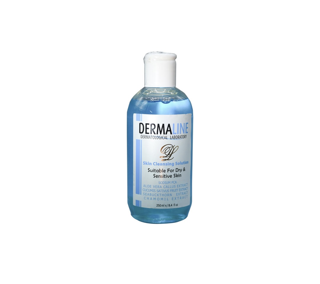 درمالاین محلول پاک کننده پوست خشک 250 میلی لیتری dermaline Skin Cleansing Solution For Dry And Sensitive Skin 250 ml