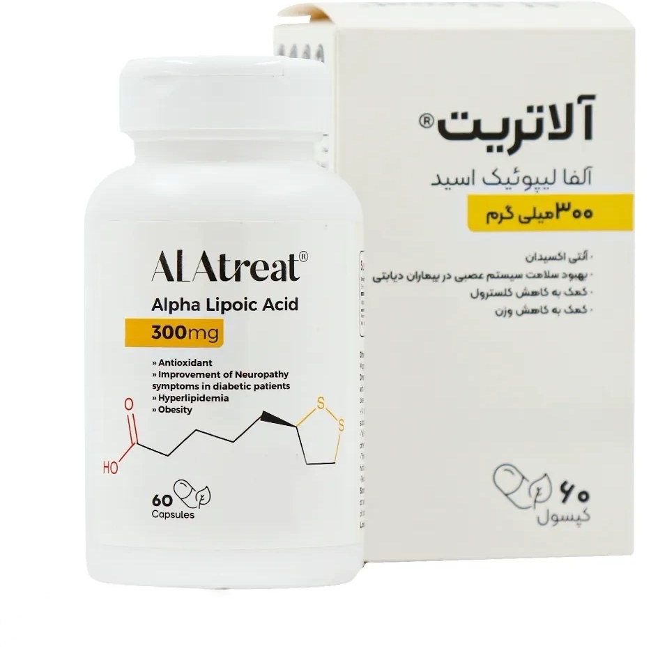 کپسول آلاتریت آلفا لیپوئیک اسید 300 میلی گرم ۶۰عددی Al atreat alpha lipoic acid 300mg 60 capsules