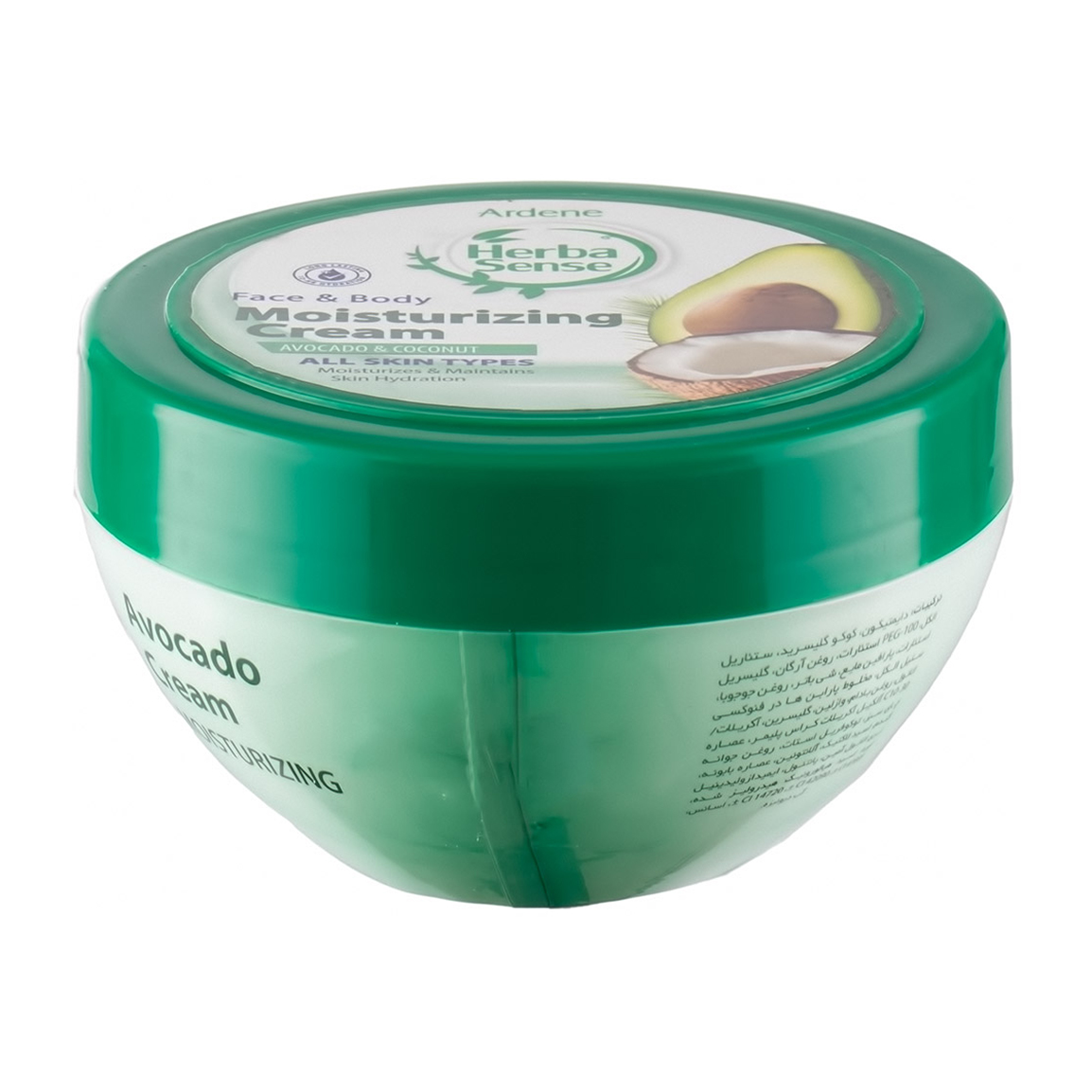 کرم مرطوب کننده صورت و بدن با رایحه نارگیل و آووکادو هرباسنس 150گرم Ardene Herba Sense Moisturizing Cream Avocado And Coconut 150g