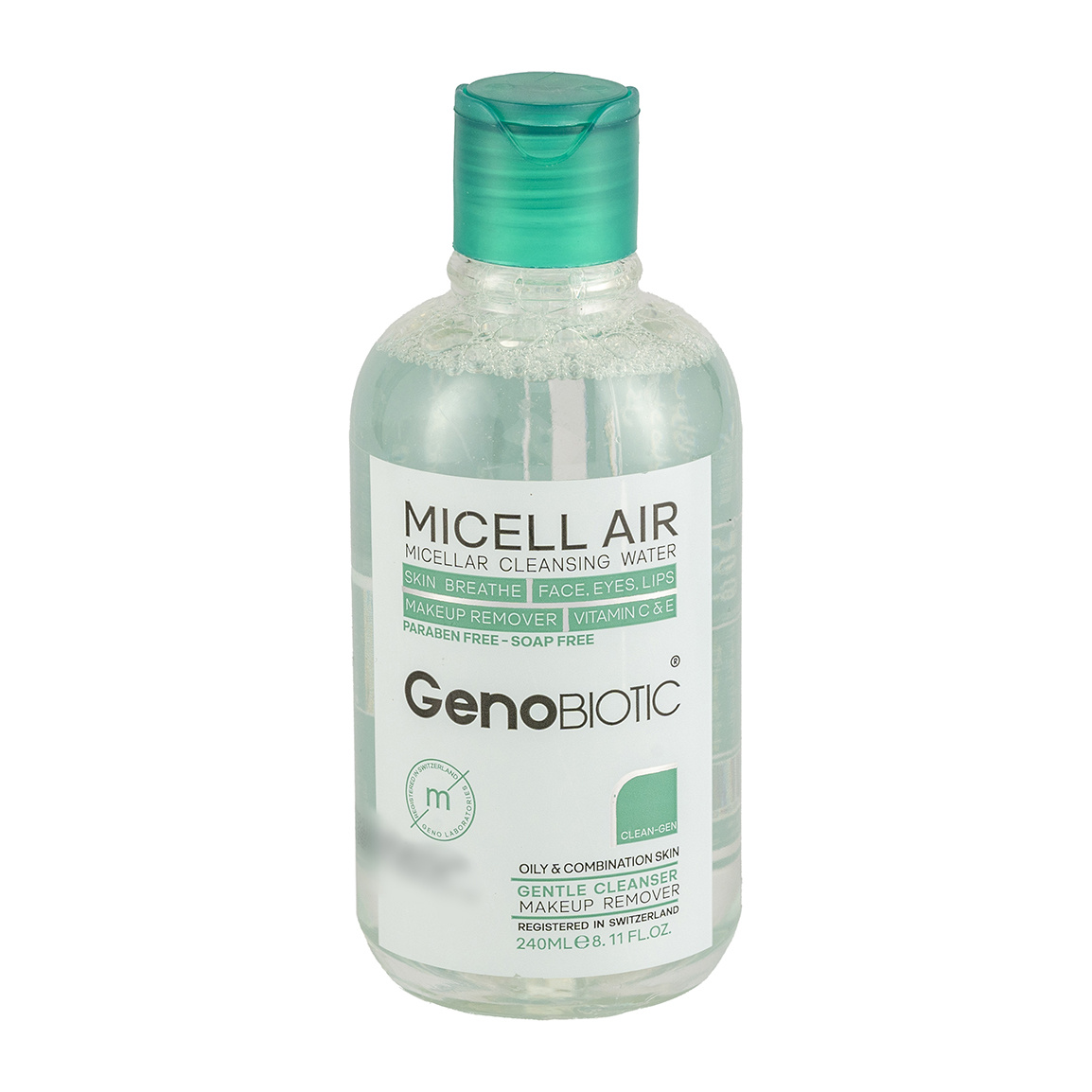 میسلار واتر پوست چرب و مختلط مدل Oily Skin 1 حجم 240 میلی لیتر Geno Biotic Micellar Cleansing Water For Oily And Combination Skin 240ml