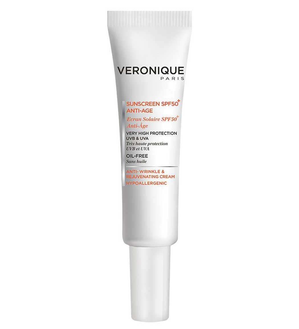 کرم ضد آفتاب و ضد چروک فاقد چربی SPF50 حجم 40 میل Veronique Anti Aging Oil Free Sun Screen 40ml Spf50