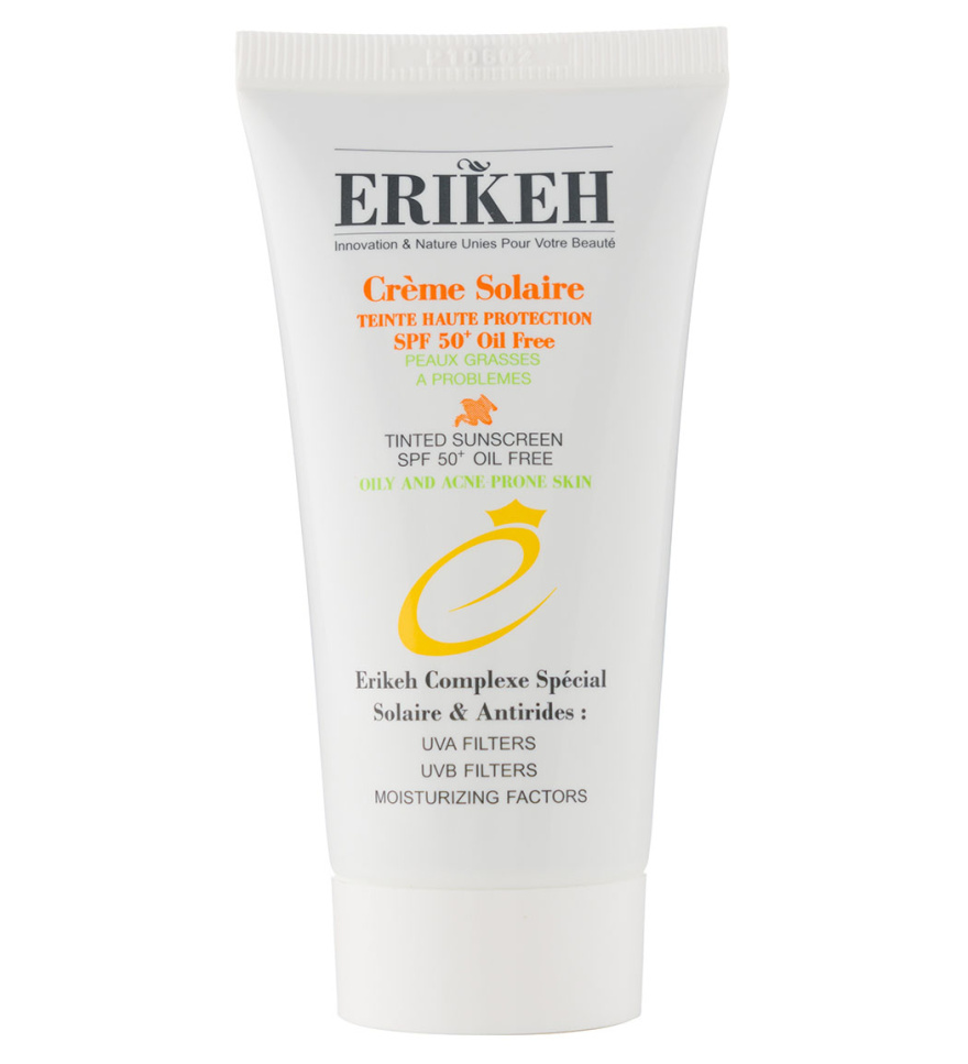 فلوئید ضد آفتاب بژ روشن و فاقد چربی دارای spf50 حجم 50میل Erike Tinted Light Beige Sunscreen Oil Free Tinted 50ml
