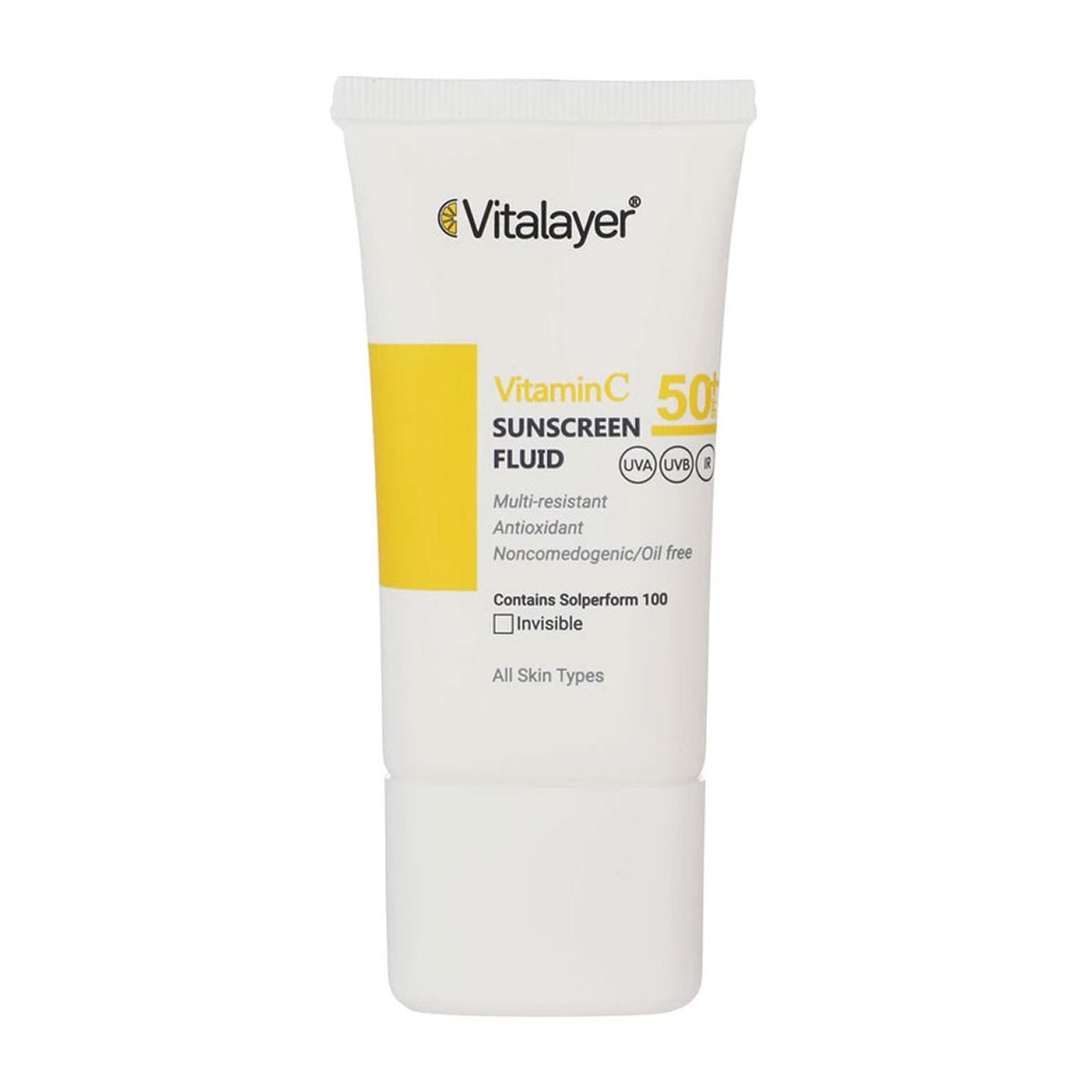 فلوئید ضد آفتاب ویتامین سی بدون رنگ حجم 50 میل Vitalayer Vitamin C Sunscreen Fluid Invisible 50 ml