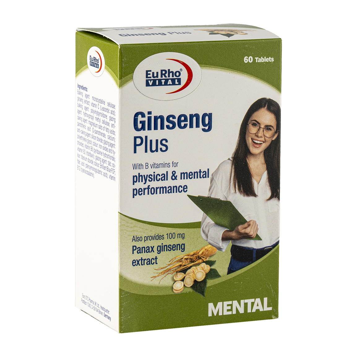 قرص جینسینگ پلاس بسته 60 عددی Eurho Vital Ginseng Plus 60 Tabs