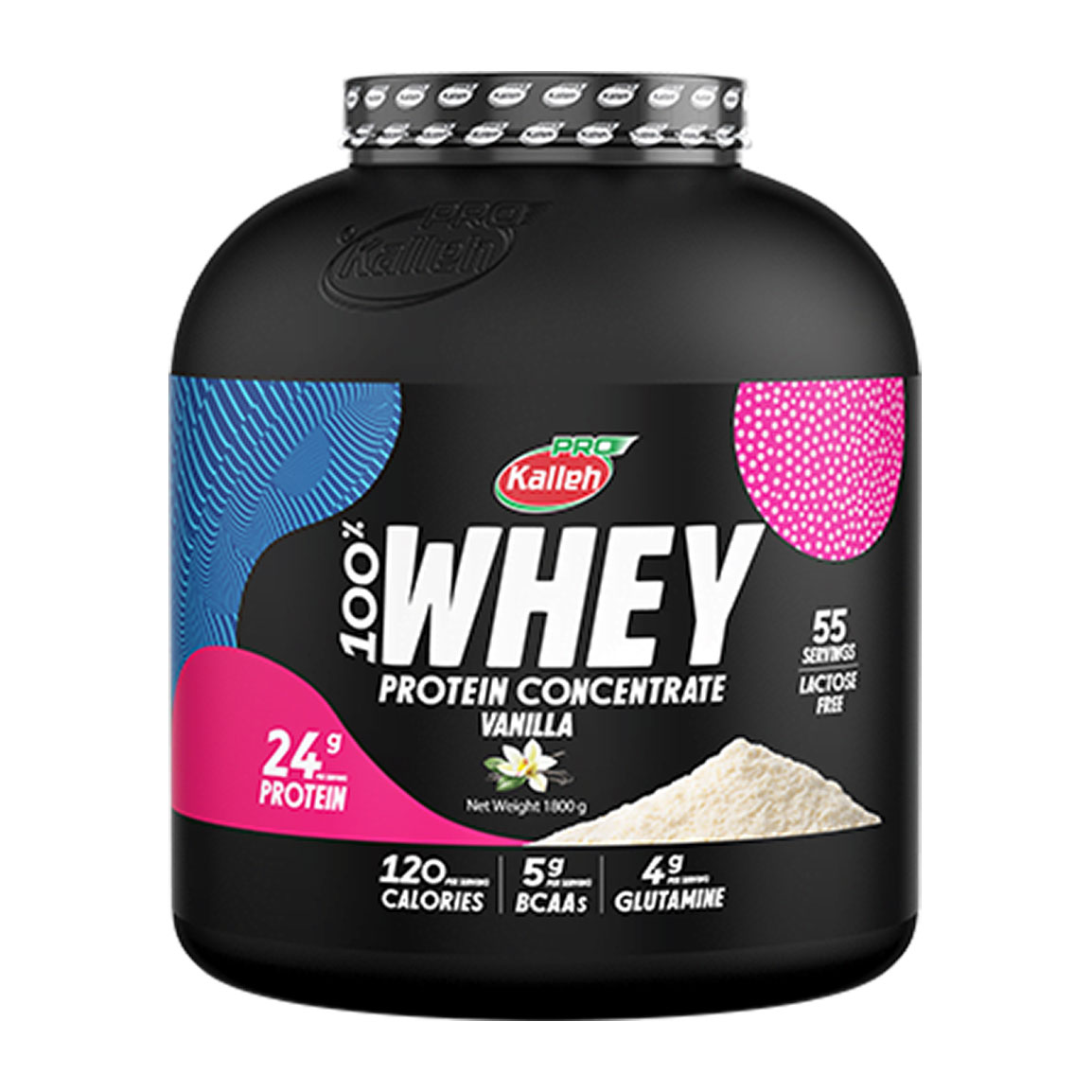 پودر پروتئین مدل Whey با طعم وانیل وزن 1800 گرم Kalleh Pro Whey Protein Powder Vanilla 1800 g