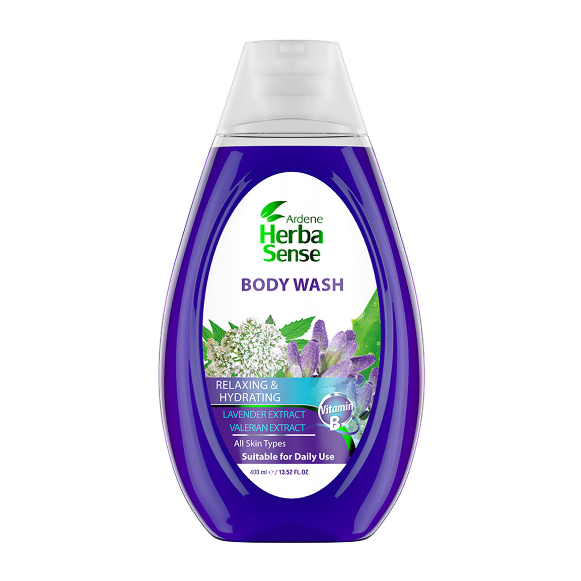 شامپو بدن اسطوخودوس و والرین با رایحه آرامش بخش حجم 400 میلی لیتر Ardene Herba Sense Relaxing And Hydrating Body Wash 400 ml