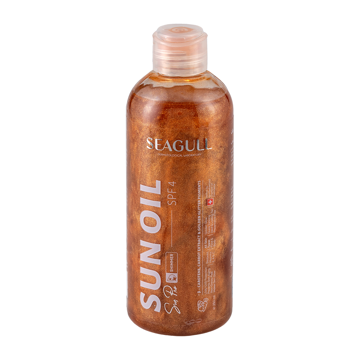 روغن برنزه کننده مدل شاین دارای SPF 4 حجم 250 میلی لیتر Seagull SPF4 Shimmer Sun Oil 250 ml