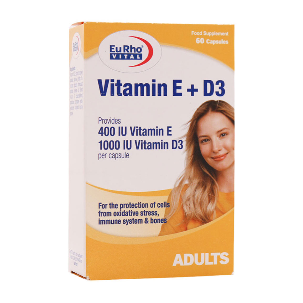 سافت ژل ویتامین D3 و E بسته 60 عددی Euro Vital Vitamin D3 And E 60 Tabs