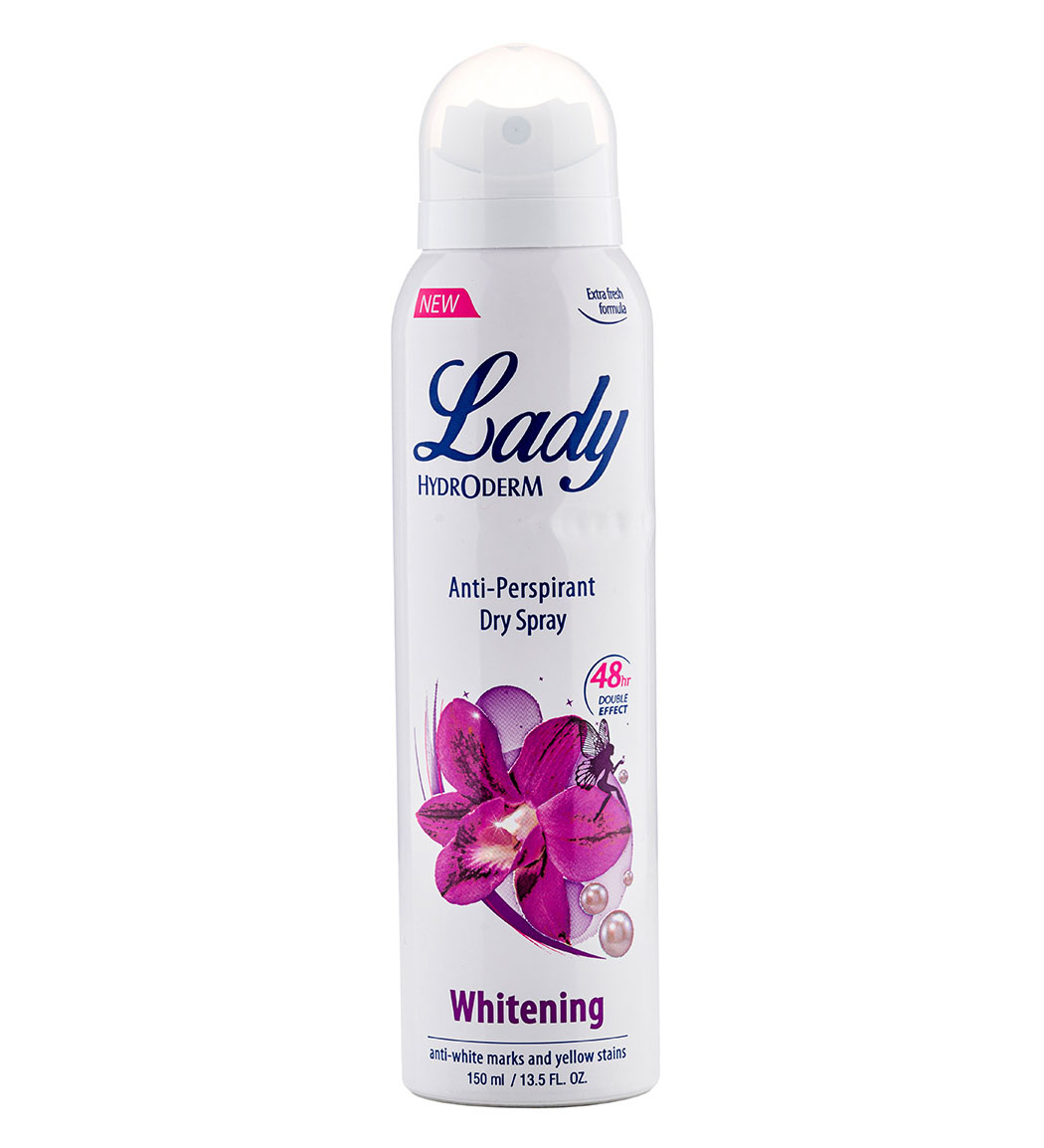 اسپری آنتی پرسپیرانت و ضد تعریق روشن کننده ناحیه زیر بغل جدید 150میل Hydroderm Lady Anti Perspirant Whitening New 150ml