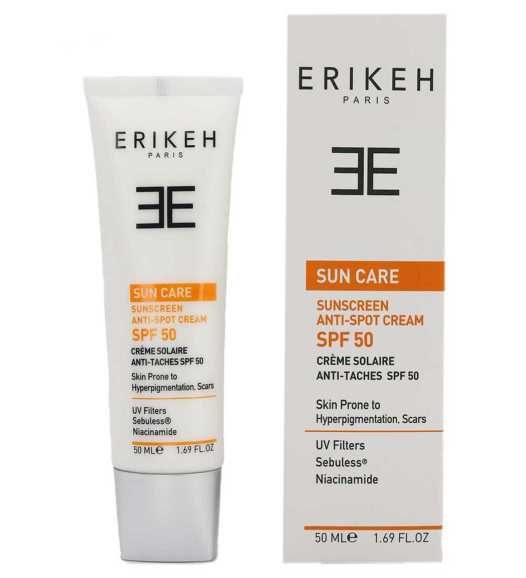 کرم ضد آفتاب ضد لک بی رنگ اس پی اف 50 حجم 50میل Erikeh Sunscreen Anti Spot Spf50 Cream 50ml