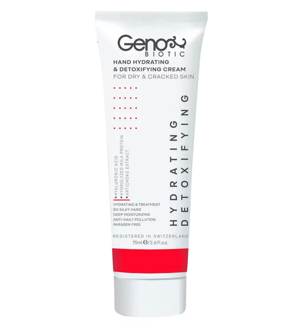 کرم مرطوب و دتوکسیفای کننده دست Hydro-Gen پوست خشک، خیلی خشک و آتوپیک Geno Biotic Hand Hydrating And Detoxifying Cream For Dry And Cracked Skin 75ml
