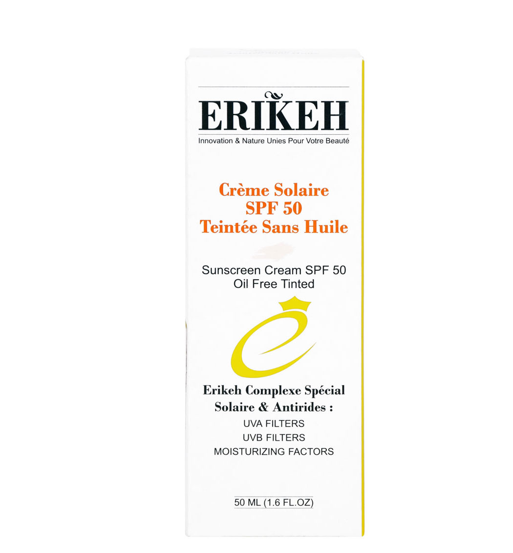 فلوئید ضد آفتاب بژ طبیعی و فاقد چربی دارای spf50 حجم 50میل Erike Tinted Sunscreen Oil Free Tinted 50ml