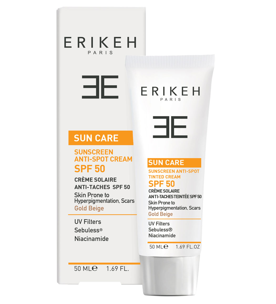 کرم ضد آفتاب ضد لک رنگی اس پی اف 50 حجم 50میل Erikeh Sunscreen Anti Spot Spf50 Tinted Cream 50ml