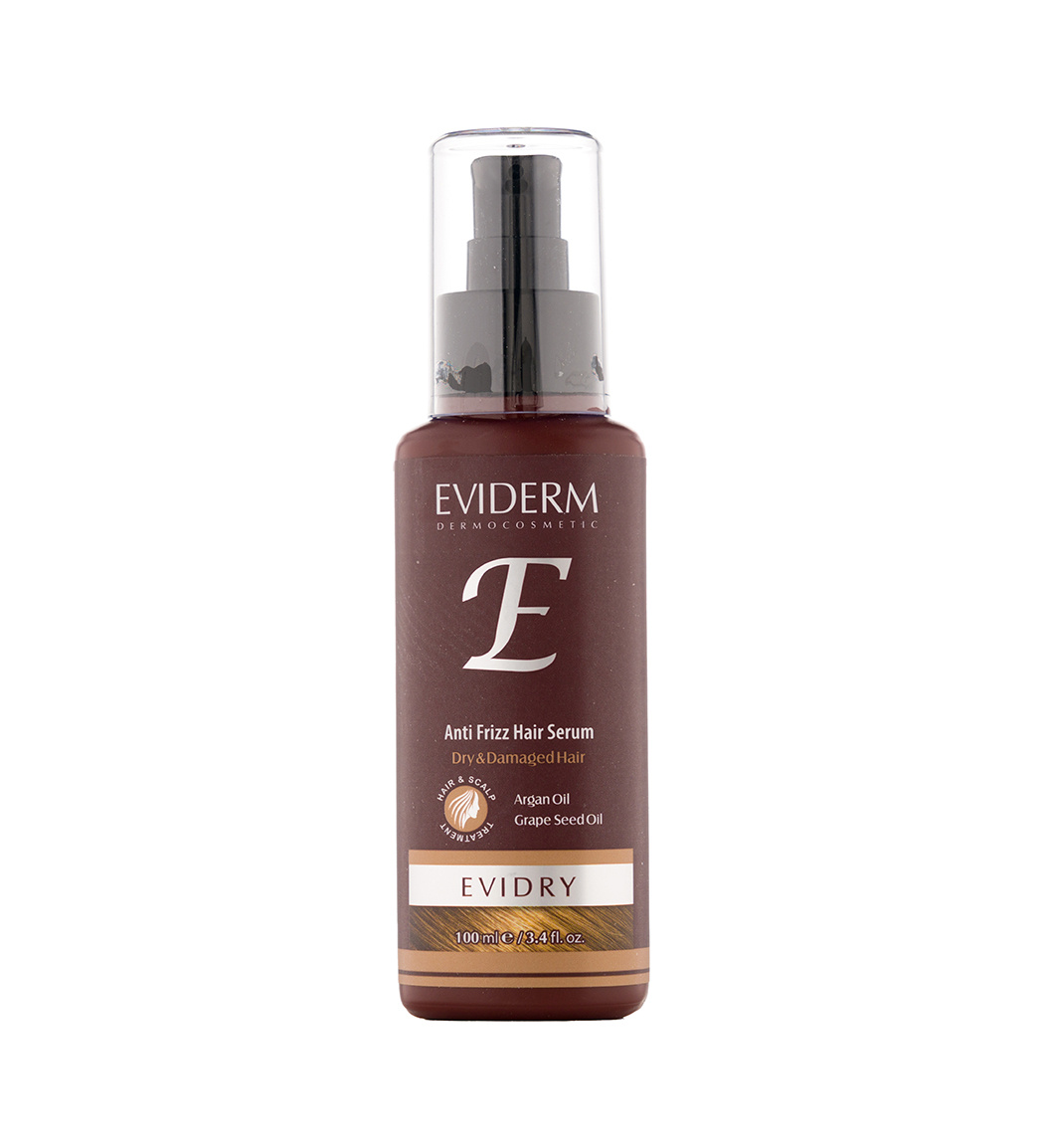 سرم حالت دهنده و نرم کننده مناسب موهای خشک و آسیب دیده حجم 100 میل Eviderm Evidry Anti Frizz Hair Serum 100 ml