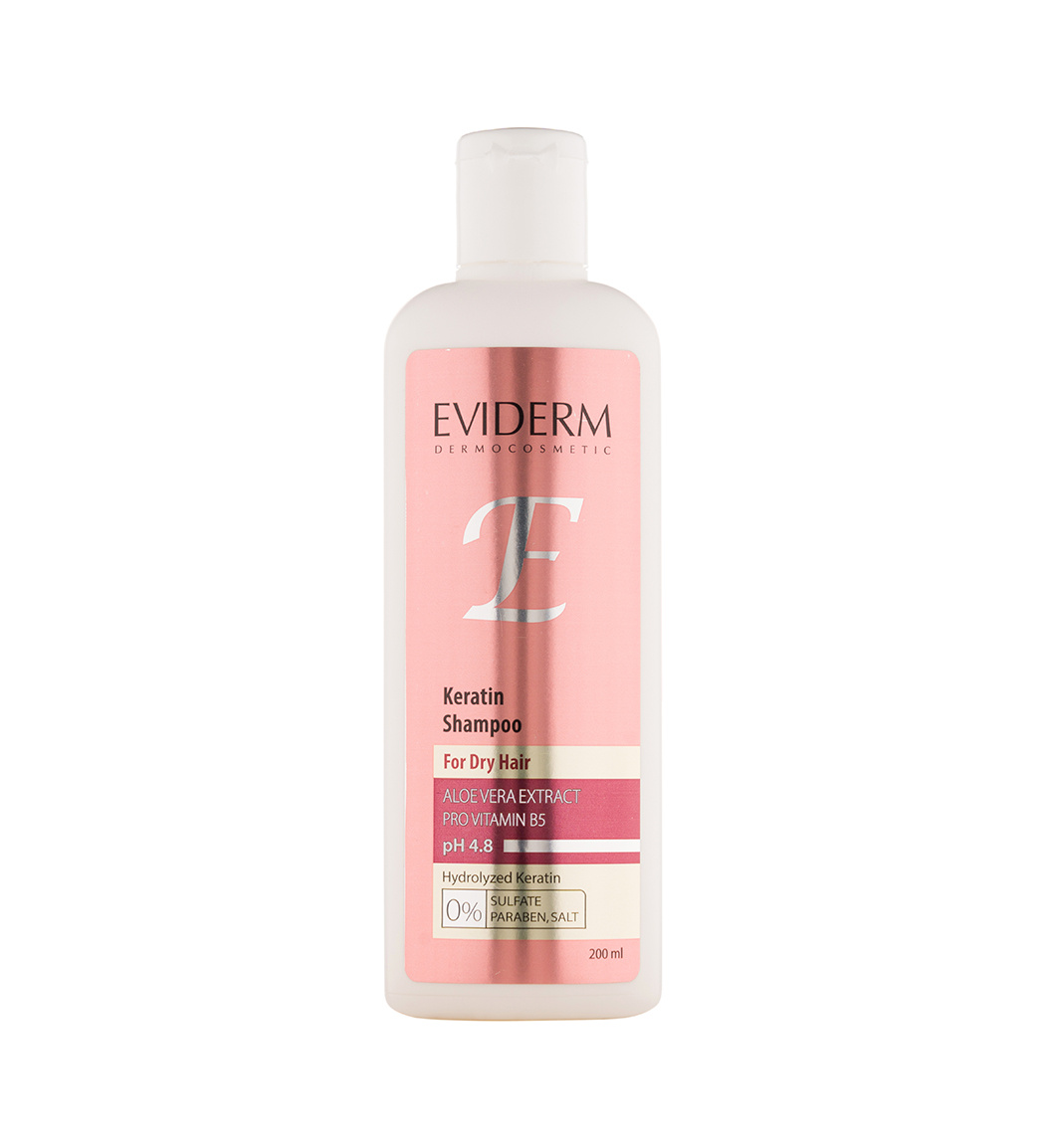 شامپو فاقد سولفات کراتینه موهای خشک حجم 200 میل Eviderm Sulfate Free Keratin Infusion Shampoo For Dry and Damaged Hair 200 ml