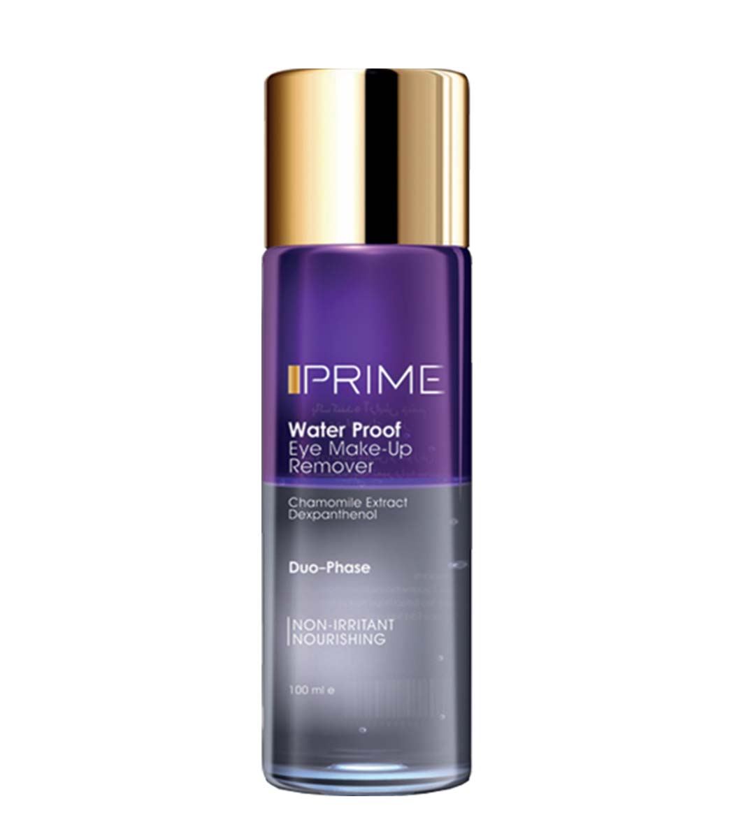پاک کننده آرایش چشم دو فاز ضدالتهاب و فاقد الکل 100میل prime waterproof eye make up remover
