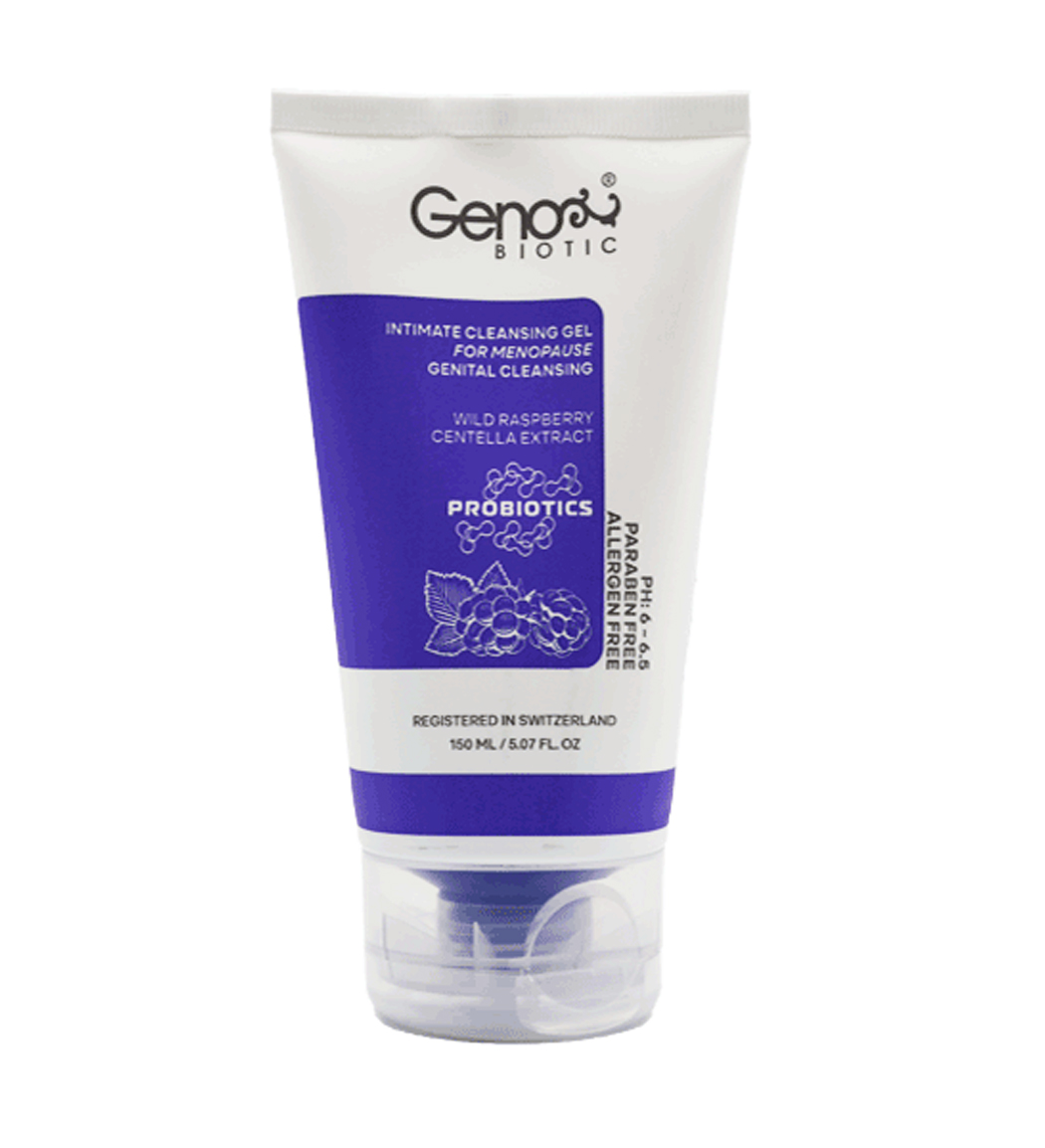 ژل شستشوی ژنیتال بانوان یائسه 150میل Geno Biotic Intimate Cleansing Gel For Menopause Genital Cleansing 150ml