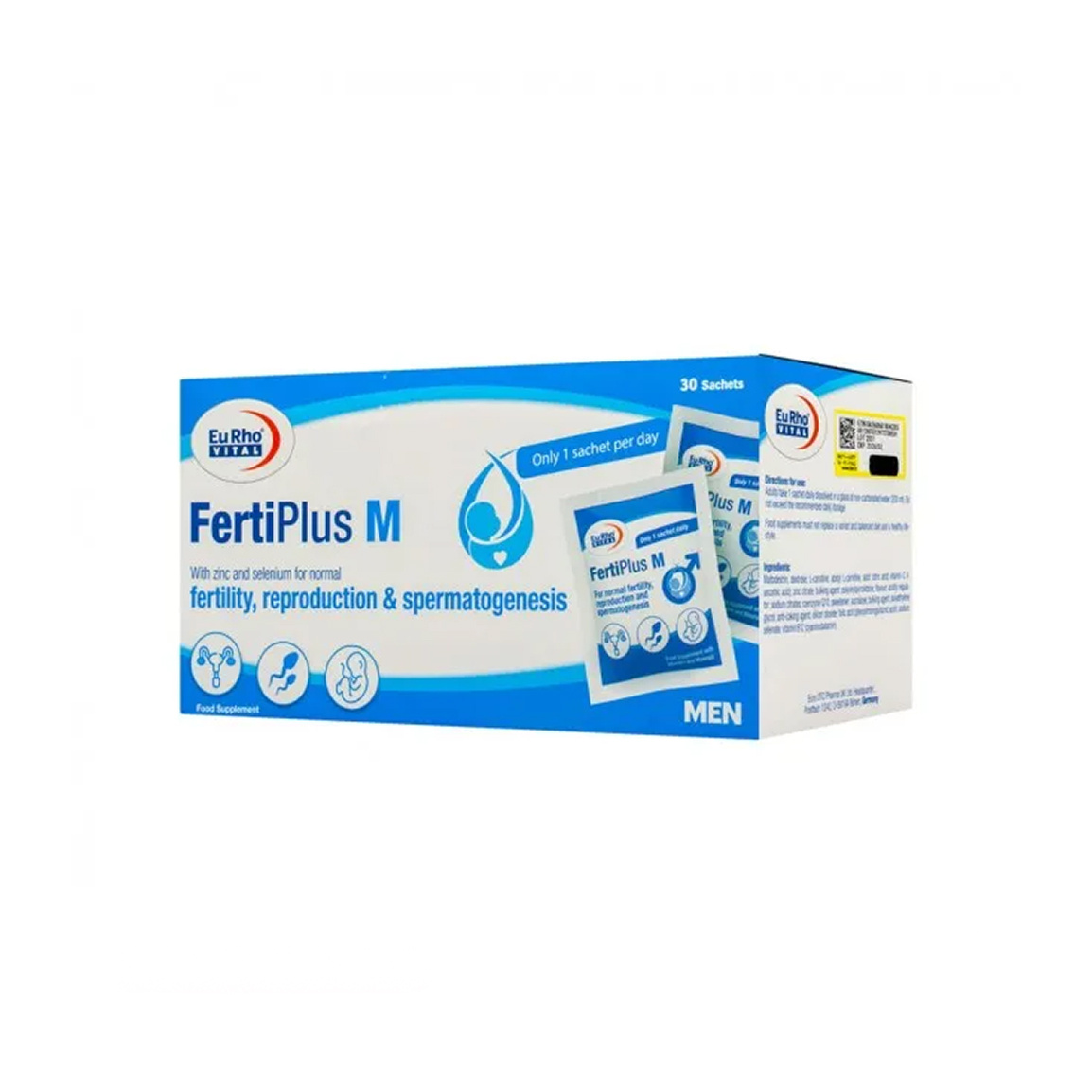 ساشه فرتی پلاس ام با طعم پرتقال بسته 30 عددی Eurhovital Ferti Plus M 30 Sachets