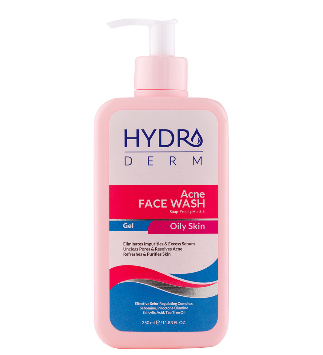 ژل شستشوی صورت مناسب پوست های چرب 350میل Hydroderm Acne Face Wash Gel For Oily Skin 350ml