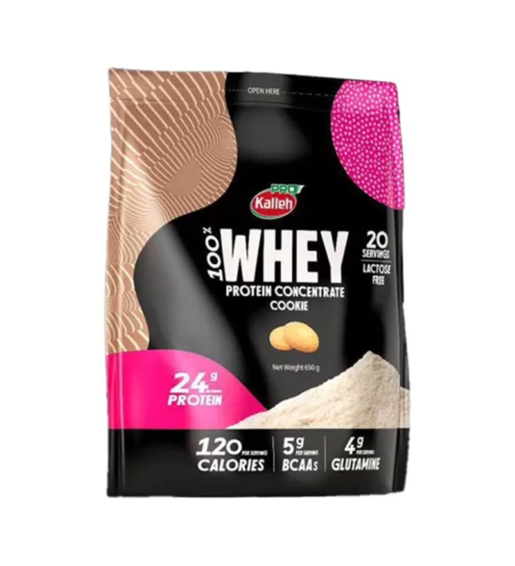 پودر پروتئین وی 100 درصد با طعم بیسکوئیت وزن 650 گرم Kalleh Pro Whey Protein Powder 650 g