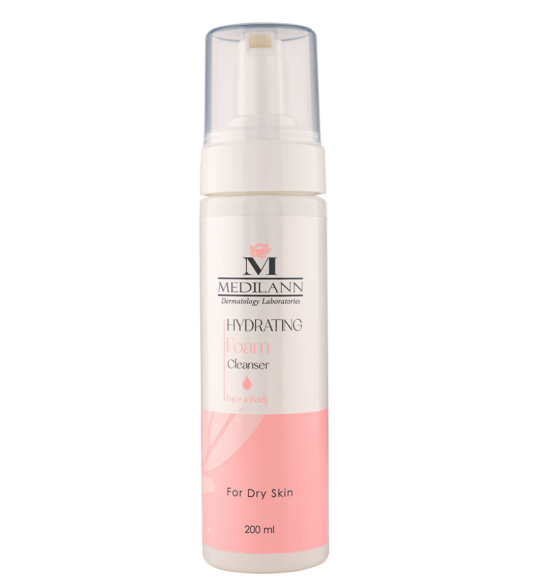فوم شستشو و آبرسان صورت مناسب پوست های خشک و حساس Medilann Hydrating Foam Cleanser Dry To Sensetive Skin